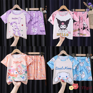 ชุดนอนเด็กแขนสั้นลายการ์ตูนพร้อมส่ง110cm-155cm นื้อผ้านิ่มใส่สบาย childrens sleepwear