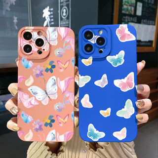 เคสโทรศัพท์มือถือ ขอบสี่เหลี่ยม ลายผีเสื้อ หรูหรา สําหรับ Samsung Galaxy S22 Plus Note 20 Ultra S21 FE S20