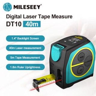 Mileseey &amp; Dtape DT10 2 in 1 เครื่องวัดระยะทางเลเซอร์ดิจิทัล 40 เมตร 5 เมตร สเกลได้ นิ้ว ต่อเมตร สําหรับวัดระยะทาง