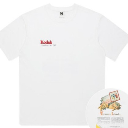 เสื้อยืดแขนสั้น ผ้าฝ้ายแท้ พิมพ์ลายตัวอักษร Kodak ทรงหลวม สไตล์เรโทร สําหรับผู้ชาย และผู้หญิง