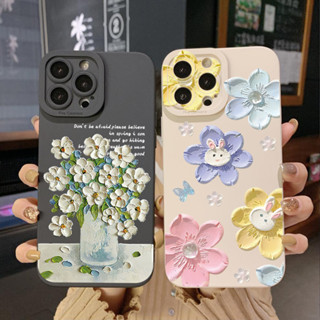 เคสป้องกันโทรศัพท์มือถือ ขอบสี่เหลี่ยม ลายดอกไม้หน้ายิ้ม สําหรับ Infinix Hot 12i 10S 11 10 Play 11S 10i Smart 6 HD X6511 X657B X6512 Note 12 G96