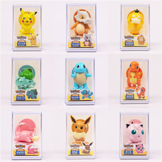 โมเดลฟิกเกอร์ PVC อนิเมะโปเกม่อน Pikachu Cubone Eevee Charmander Slowpoke Squirtle Psyduck Jigglypuff Bulbasaur Q Version ของเล่นสําหรับเด็ก