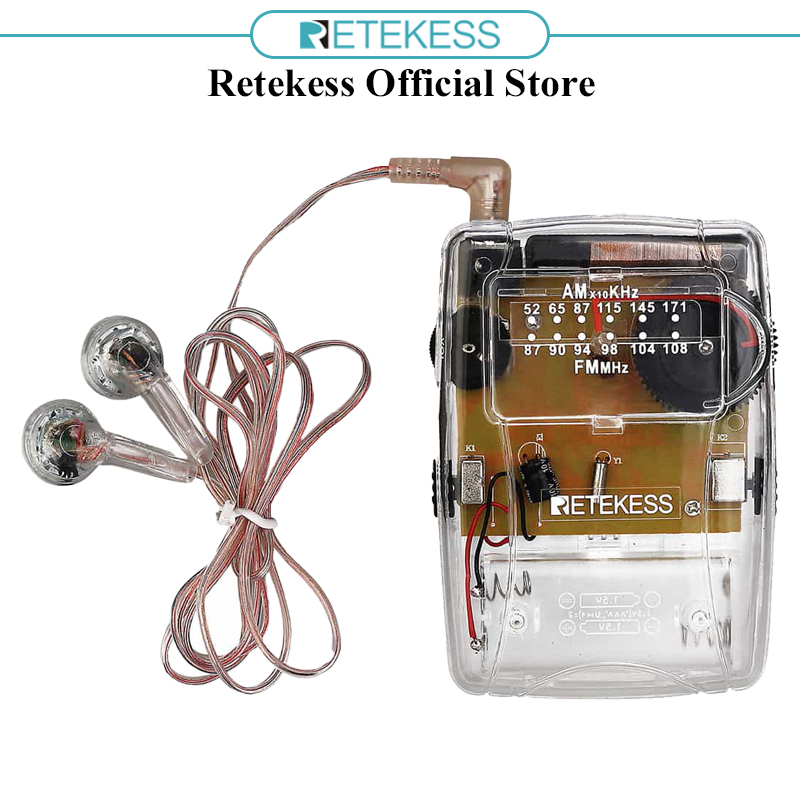 Retekess TR624 หูฟังวิทยุ AM FM แบบใส แบบพกพา รองรับตัวชี้ปรับแต่งได้ สําหรับพิพิธภัณฑ์สัตว์น้ํา ประ