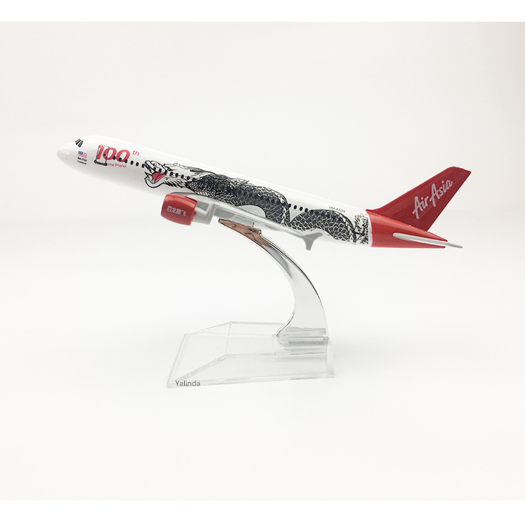 Yalinda Air Asia 100th Dragon A320 16 ซม.ชุดเครื่องบินเด็กวันเกิดของเล่นเครื่องบินรุ่น