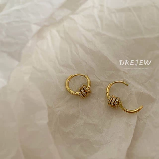DREJEW ต่างหูเข็มเงิน 925 ทรงกลม โลหะ ทรงเรขาคณิต สไตล์เกาหลี เรียบง่าย กันแพ้ สําหรับผู้หญิง