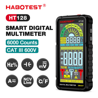 HABOTEST HT128 มัลติมิเตอร์ดิจิทัล หน้าจอสัมผัส ไม่สัมผัส ชาร์จซ้ําได้ นับ 6000 RMS NCV DC/AC โวลต์มิเตอร์อัตโนมัติ