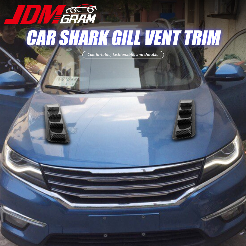 JDMGRAM 2 ชิ้น Shark Gill รถ Vent ตกแต่ง Universal Auto เครื่องยนต์ฝาครอบ Fender Air Flow Hole Trim การปรับเปลี่ยนรถยนต์อุปกรณ์เสริมภายนอก