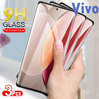 3 ชิ้นกระจกนิรภัยโค้ง Vivo V29 Y78 5G V27 V25 Pro X90 ฟิล์มป้องกันหน้าจอเต็มรูปแบบป้องกันลายนิ้วมือป้องกันรอยขีดข่วน