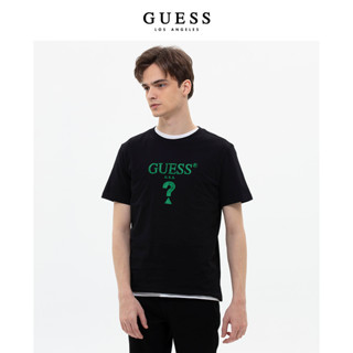 Guess 23 ใหม่ เสื้อยืดคอกลม แขนสั้น เปิดไหล่ ผ้าฝ้าย พิมพ์ลายตัวอักษร ทรงหลวม สําหรับคู่รัก