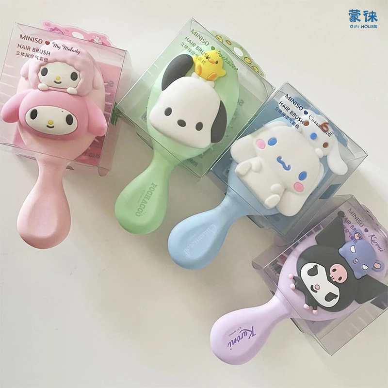 Sanrio Kuromi หวีนวด สามมิติ น่ารัก ซินนาม่อนโรล แบบพกพา หวีผู้หญิง ของขวัญ
