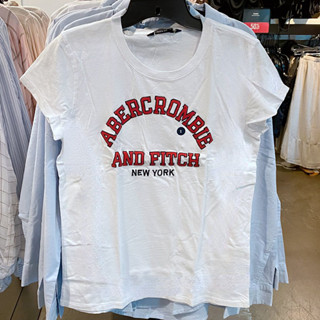 Af Abercrombie Fitch American เสื้อยืดคอกลม แขนสั้น ผ้าฝ้ายแท้ พิมพ์ลายตัวอักษร สําหรับผู้ชาย และผู้หญิง