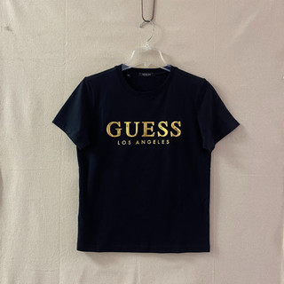 Guess เสื้อยืดลําลอง คอกลม แขนห้าส่วน ระบายอากาศ สีพื้น สําหรับผู้ชาย และผู้หญิง 7IYG6