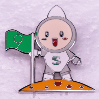 เข็มกลัด รูปหุ่นยนต์ landing on the moon badge Enamel Pin สําหรับตกแต่งกระเป๋าเป้สะพายหลัง