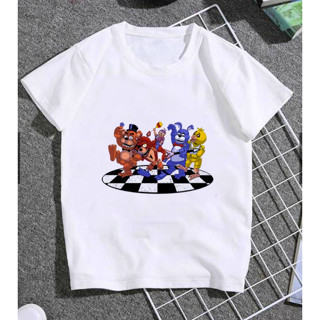 เสื้อยืดแขนสั้น พิมพ์ลายการ์ตูน Five Nights At Freddy น่ารัก สําหรับเด็กผู้หญิง และเด็กผู้ชาย