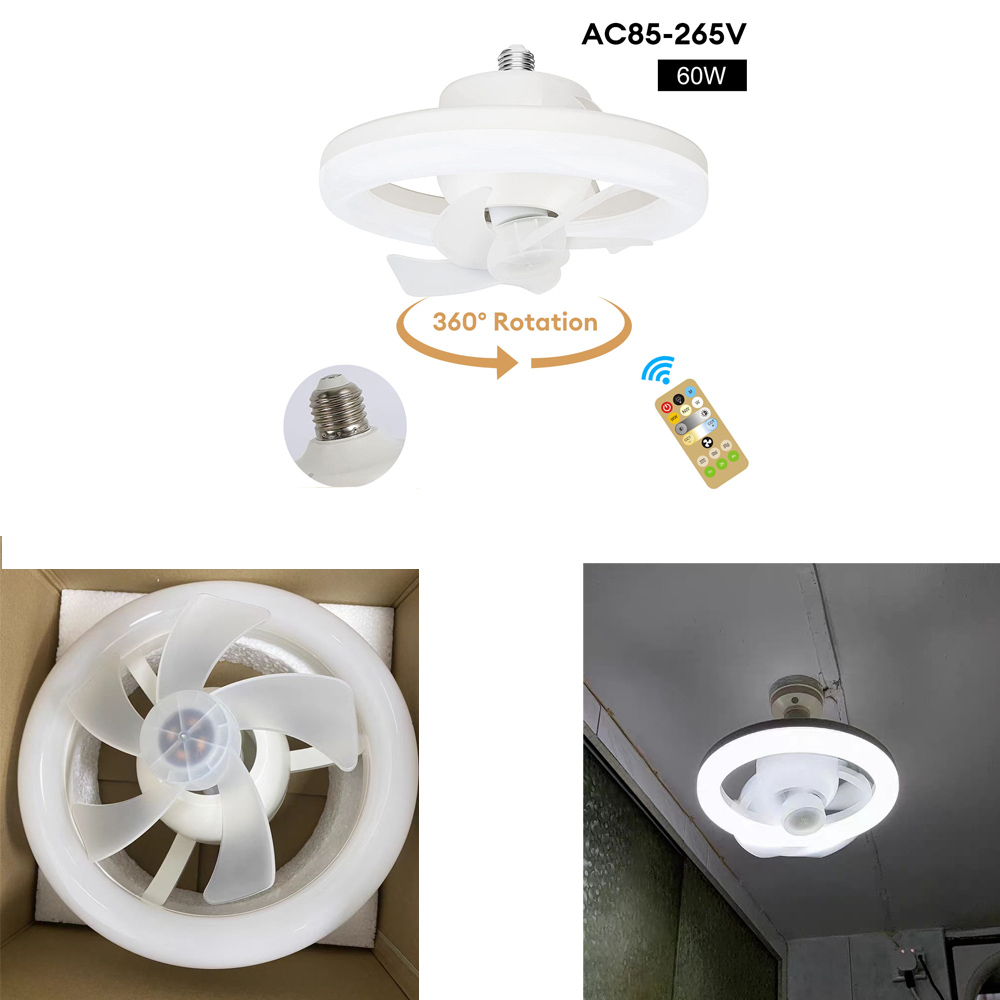 [พร้อมสต็อก] พัดลมเพดานเงียบ 2-In-1 พร้อมไฟ LED 360 ° รีโมทคอนโทรลปริมาณอากาศขนาดใหญ่หมุนได้สําหรับห้องครัวห้องนอน