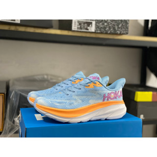 รองเท้ากีฬา รองเท้าวิ่ง รุ่น HOKA ONE ONE Clifton 9 Off Road ดูดซับแรงกระแทก สีฟ้า สีส้ม ปี 2023