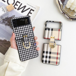 เคสโทรศัพท์มือถือ แบบฝาพับ กันกระแทก พร้อมแหวนนิ้ว หรูหรา สําหรับ Samsung Galaxy Z Flip 5 4 3 2 1