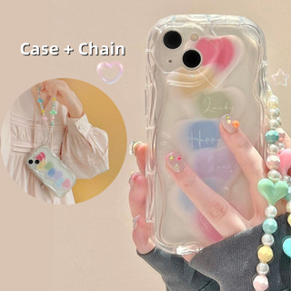 🌈Case+Chain 🏆Realme C53 C55 A35 A33 A30 A25Y A20 A15 A11 8i 5 5i 5S 6i Colorful Love Creative Phone Case &amp; Chain Soft Protection Back Cover