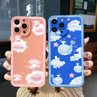 เคสโทรศัพท์มือถือ ขอบสี่เหลี่ยม ลายปลาวาฬ ประดับมุก สําหรับ Realme C35 C11 2021 C12 C15 C21Y C25Y C25S Realme5 5i 6i 8 Pro