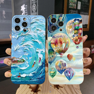 เคสโทรศัพท์มือถือ ขอบสี่เหลี่ยม ลายภาพวาดสีน้ํามัน รูปบอลลูน สําหรับ Samsung Galaxy A33 A53 A73 5G A32 A52S A72 A31 A41 A71