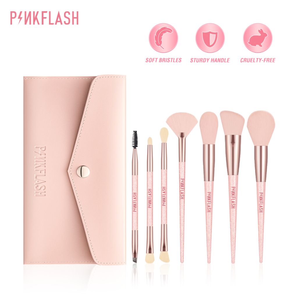 Pinkflash ชุดแปรงแต่งหน้า แปรงเครื่องสําอาง อเนกประสงค์ 8 ชิ้น