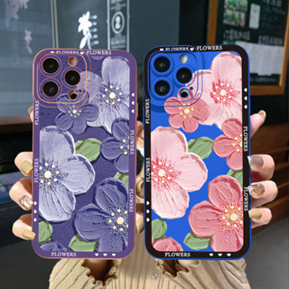 เคสโทรศัพท์มือถือ ขอบสี่เหลี่ยม ลายดอกไม้สวยงาม สําหรับ OPPO Reno7 4G Reno6 Reno8 Z 5G Reno5 F Reno2 F Reno3 Reno4 A17 A17K A77S A57S