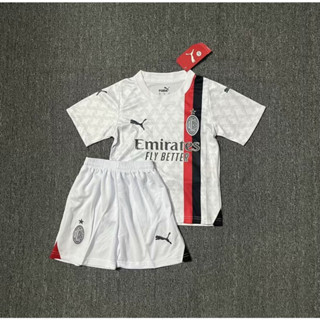 เสื้อกีฬาแขนสั้น ลายทีมชาติฟุตบอล AC Milan ปี 2023 2024 ชุดเยือน สําหรับเด็ก