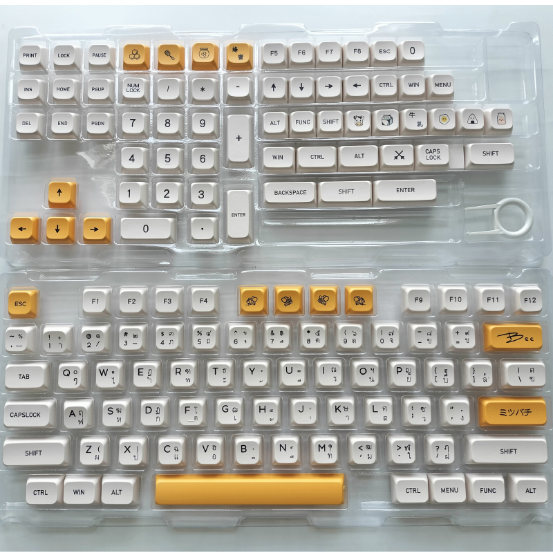 🔥ขายตรงจากโรงงาน🔥ปุ่มกดภาษาไทย HoneyMilk XDA ความสูง 140 คีย์ สีขาว ปุ่มกดน่ารัก กระบวนการระเหิด PBT