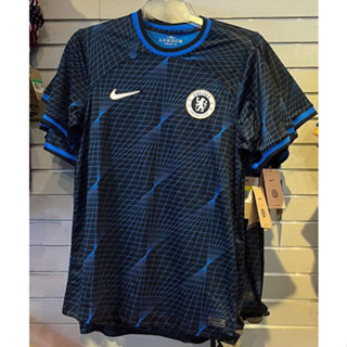 เสื้อเชิ้ต ลายทีมชาติฟุตบอล Chelsea Away สีฟ้า คุณภาพสูง สําหรับผู้ชาย 2023