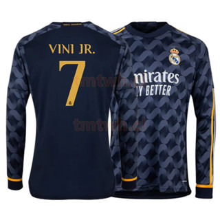 เสื้อเชิ้ตแขนยาว ลายทีมฟุตบอล Real Madrid คุณภาพสูง สีฟ้า สําหรับผู้ชาย และผู้ใหญ่ 2023