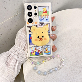 เคสโทรศัพท์มือถือ ลายการ์ตูนหมี วินนี่น่ารัก พร้อมสายคล้องมือ สําหรับ เคส Samsung Galaxy A73 A72 A71 A54 A53 A52 A52S A51 A42 A34 A33 A32 A31 A22 A24 A23 A13 A14 A11 A12 A21S 4G 5G case