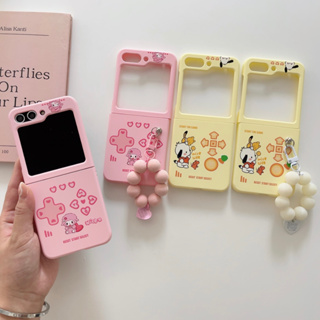 เคสโทรศัพท์มือถือ PC แข็ง กันกระแทก ลายการ์ตูนเมโลดี้ Pochacco พร้อมสายโซ่คล้อง สําหรับ Samsung Galaxy Z Flip 4 5G Z Flip 3 Flip5