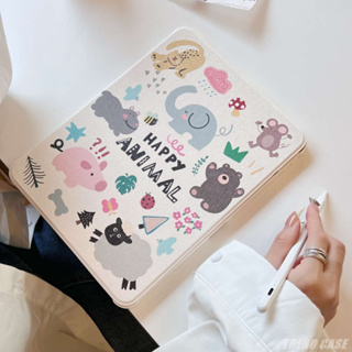 เคส ลายการ์ตูนสวนสัตว์ พร้อมช่องใส่ดินสอ สําหรับ iPad Air 5 4 10.9 2020 Pro 11 10.5 Air 9.7 2022 10th Mini 6 iPad 9 10.2 7th 8th Generation