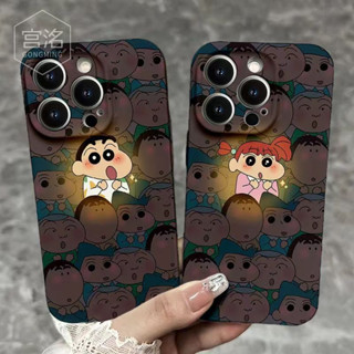 เคสโทรศัพท์มือถือแบบแข็ง เรืองแสง ลายชินจัง สําหรับ iphone11 12 13 14 promax x xs xr i7 i8