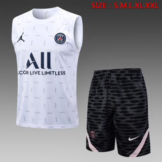 เสื้อกีฬาแขนสั้น ลายทีมชาติฟุตบอล Paris Saint-Germain 2023 2024 ชุดเหย้า สีขาว