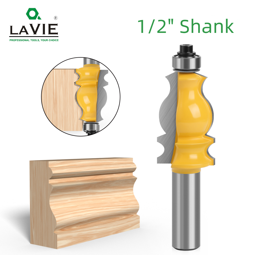 LAVIE 1 ชิ้น 8 มิลลิเมตร Shank พิเศษสถาปัตยกรรม Handrail Molding Router บิตงานไม้เครื่องตัดมิลลิ่งสําหรับไม้ Bit Face Mill MC02077