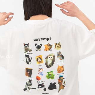 เสื้อยืดแขนสั้น ผ้าฝ้ายแท้ พิมพ์ลาย Cavempt C.E Cav empt CE Fun Cat สําหรับผู้ชาย ผู้หญิง