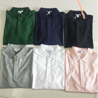 เสื้อโปโล Lacoste เสื้อโปโลสําหรับผู้ชายผ้าฝ้ายสํานักงานแขนสั้น POLO