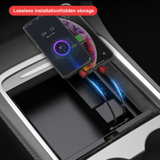 กล่องเก็บของ แบบสองสาย USB Type C อุปกรณ์เสริม สําหรับ Apple Huawei Tesla Model 3 2021