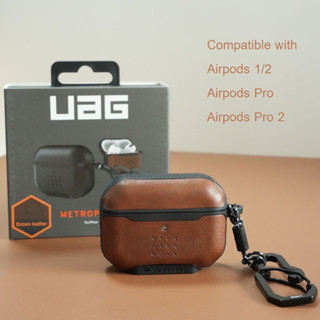 Uag เคสหูฟังหนัง คาร์บอนไฟเบอร์ พร้อมคาราบิเนอร์ ถอดออกได้ สําหรับ Airpods Pro 2 Pro Airpods 3 2 1