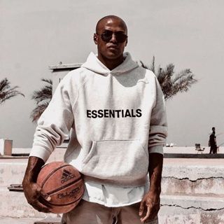 เสื้อกันหนาวลําลอง มีฮู้ด ทรงหลวม ลาย FEAR OF GOD DOUBLE LINE ESSENTIALS แฟชั่นสําหรับผู้ชาย และผู้หญิง