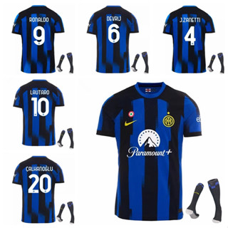 เสื้อกีฬาแขนสั้น ลายทีมชาติฟุตบอล Ronaldo Javier Zanetti Stefan de Vrij Lautaro Martinez Calhanoglu Barella ปี 2023-24 ชุดเหย้า