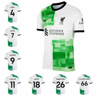 เสื้อกีฬาแขนสั้น ลายทีมชาติฟุตบอล Liverpool Away Salah Luis Diaz Virgil van Dijk Darwin Nunez Gakpo Robertson Alexander-Arnold ปี 2023-24