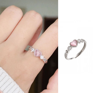 【เงินสดในการจัดส่ง】แหวนหินเทียม พลอยเทียม รูปตาแมว หัวใจน่ารัก