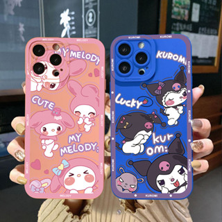 เคสโทรศัพท์มือถือ ขอบสี่เหลี่ยม แบบเต็ม ลาย Melody Kuromi น่ารัก สําหรับ Samsung Galaxy S22 Plus Note 20 Ultra S21 FE S20