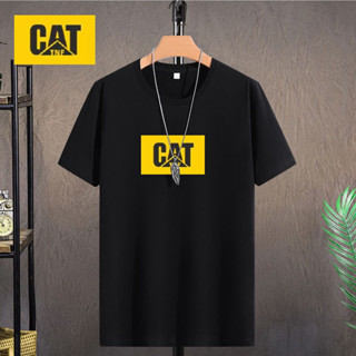 CAT เสื้อยืดลําลอง แขนสั้น ผ้าฝ้ายแท้ สไตล์มินิมอล สําหรับผู้ชาย