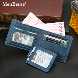 Menbense ใหม่ กระเป๋าสตางค์ ใบสั้น มีช่องใส่บัตรหลายช่อง สไตล์ลําลอง แฟชั่นสําหรับผู้ชาย