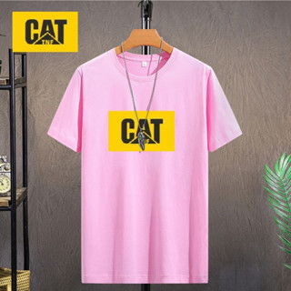 CAT เสื้อยืดลําลอง แขนสั้น ผ้าฝ้ายแท้ สไตล์มินิมอล สําหรับผู้ชาย