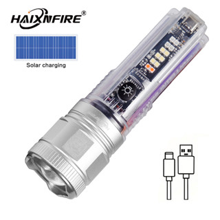 Haixnfire X36 ไฟฉาย LED พลังงานแสงอาทิตย์ XHP50 ชาร์จ USB สําหรับตั้งแคมป์