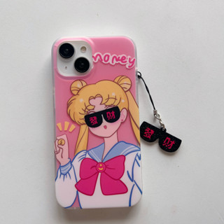 เคสโทรศัพท์มือถือ กันกระแทก ลายการ์ตูนเซเลอร์มูนน่ารัก พร้อมจี้ สําหรับ iPhone 14Promax 14Pro 14 13Promax 13Pro 13 12Promax 12Pro 12 11